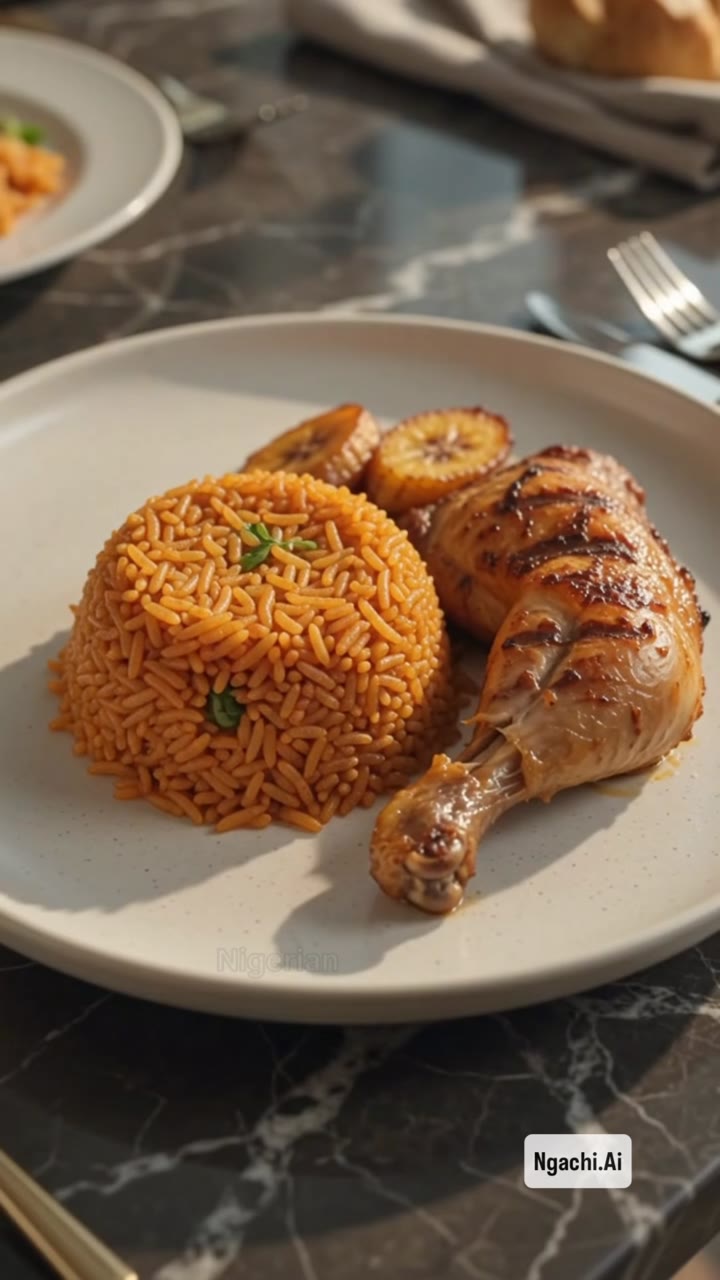 Nigerian jollof rice and grilled chicken campaign still